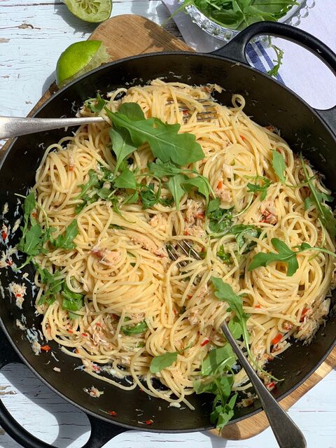 Asian Crab Spaghetti with Chilli Ginger & Garlic