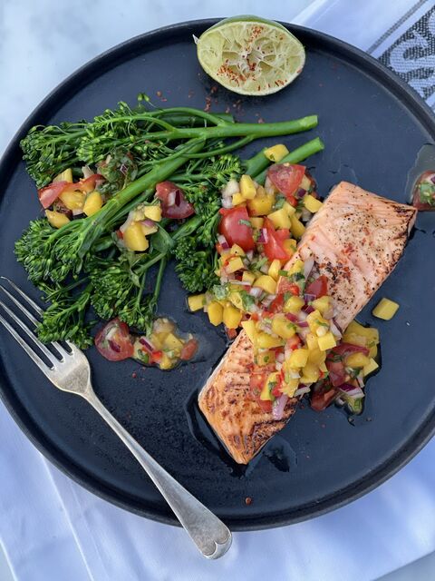 Glazed Roasted Salmon with Mango Salsa