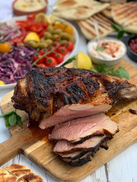 Harissa Rotisserie Leg of Lamb