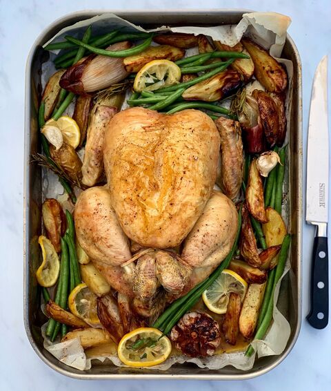 Lemon & Rosemary Roast Chicken Traybake, with potatoes & shallots