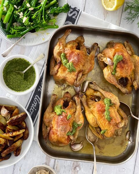 Roast Poussin with Salsa Verde