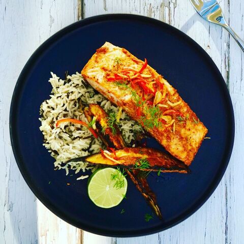 Salmon & Aubergine Tikka