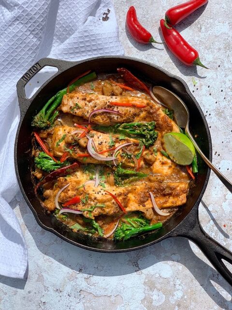 Salmon, Chickpea & Broccolini Curry