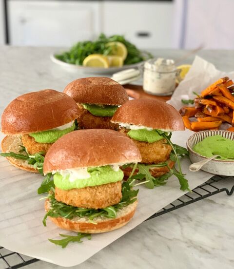Salmon Fish Cake Sandwich