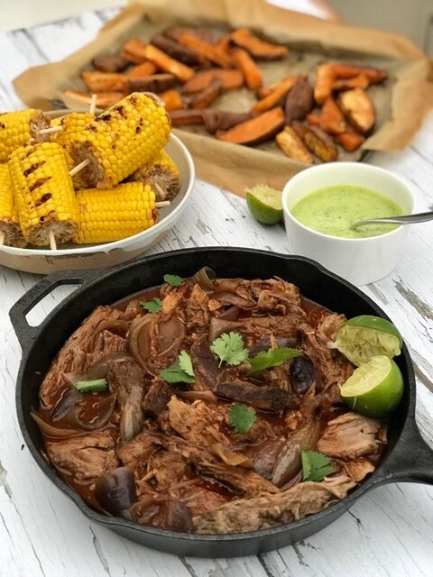 Texan Pulled Pork, Sweet Potato Fries & Corn on the Cob