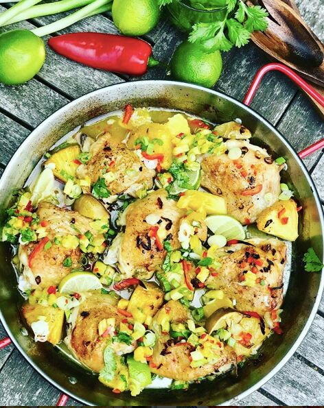 Tropical Chicken Tray Bake with Pineapple Salsa