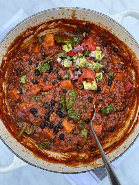 Vegetable, Black Bean & Lentil Chilli